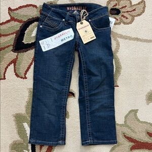 Hydraulic Women's Dark Blue Stretchy Denim Cropped Short Ankle Jeans